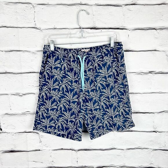 J.CREW Men's Blue Floral Swim Shorts Size M Elastic Waist Drawstring - Picture 1 of 9